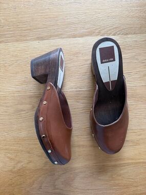 Dolce Vita Brown Leather Clog Mules